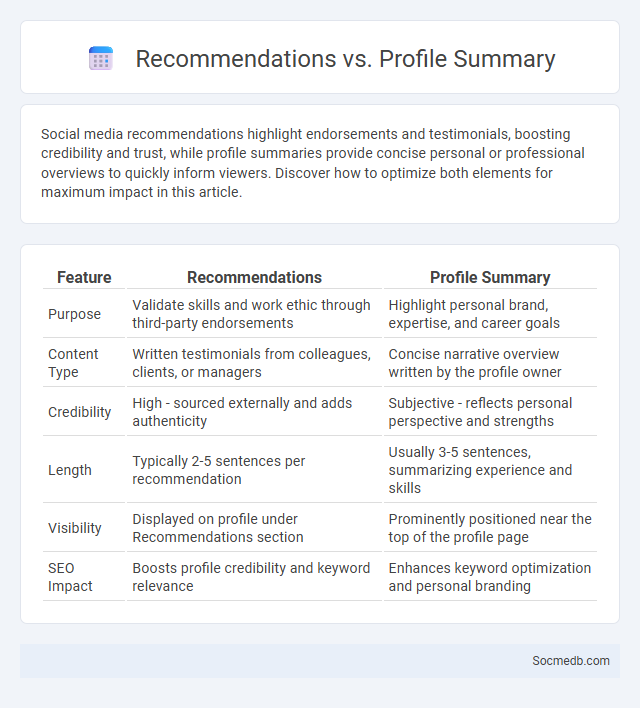 Recommendations vs. Profile Summary - What is The Difference?