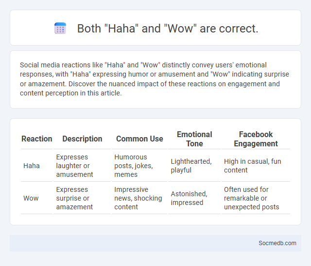 Both Haha and Wow are correct. - What is The Difference?