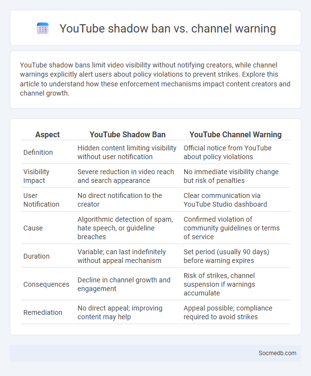 YouTube shadow ban vs. channel warning - What is The Difference?