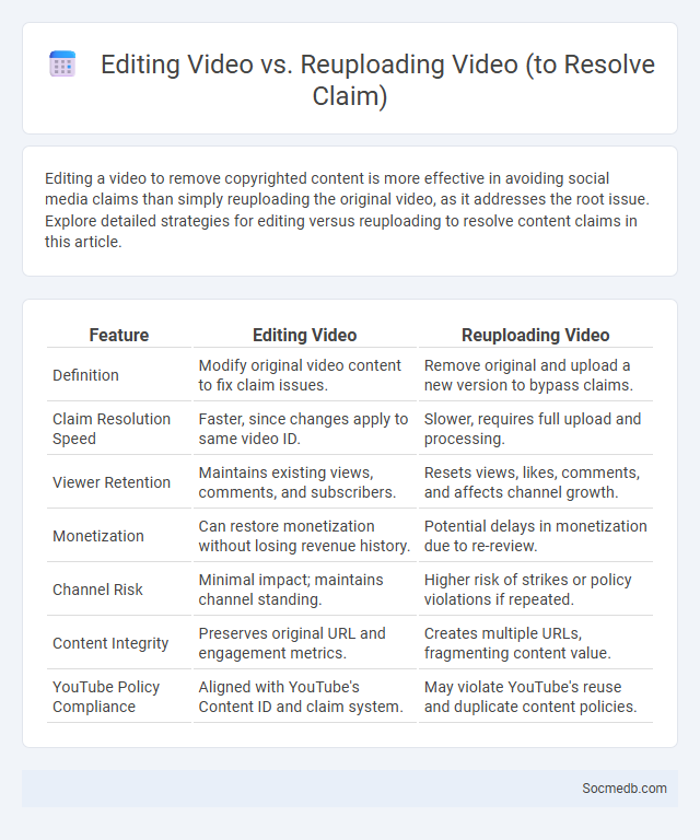 Editing Video vs. Reuploading Video (to Resolve Claim) - What is The Difference?